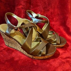 Franco Sarto Brown Wedge Heel Sandals -Size 8.5M